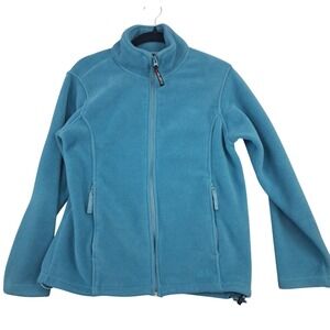 Cabelas Polartec Fleece Jacket Teal Full Zip Pockets Size M